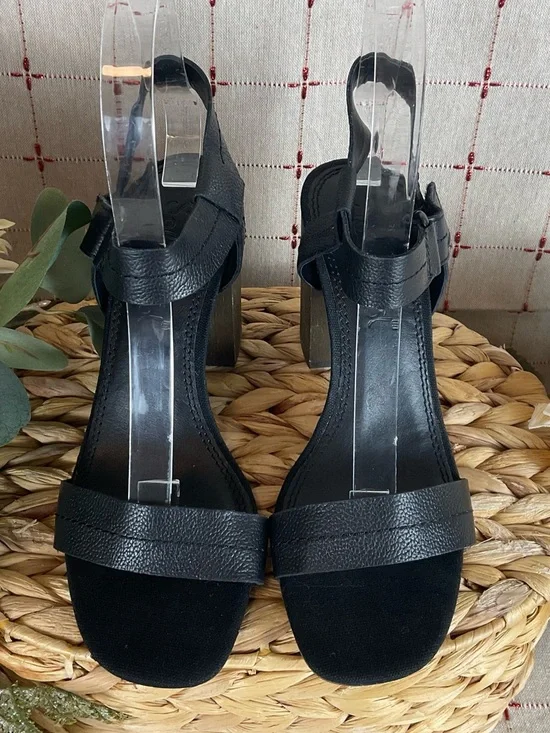 Splendid “Miller” Heeled Sandals Black Leather Block Heel Strappy Shoe Sz 6 - Picture 2 of 6